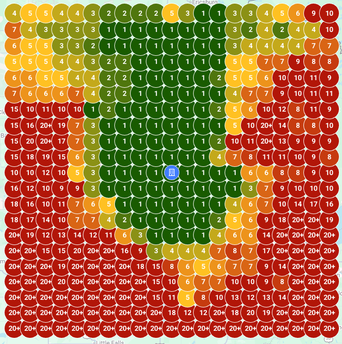 Range Water Maps ranking grid - Profile 3